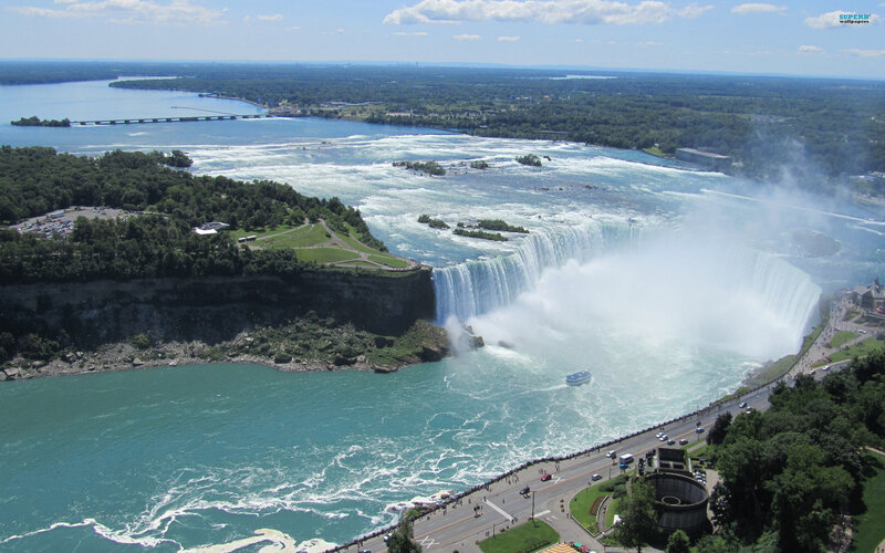 Niagara Falls Waterfall — Blue, Dramatic, Afternoon, Photograph, River, Bridge