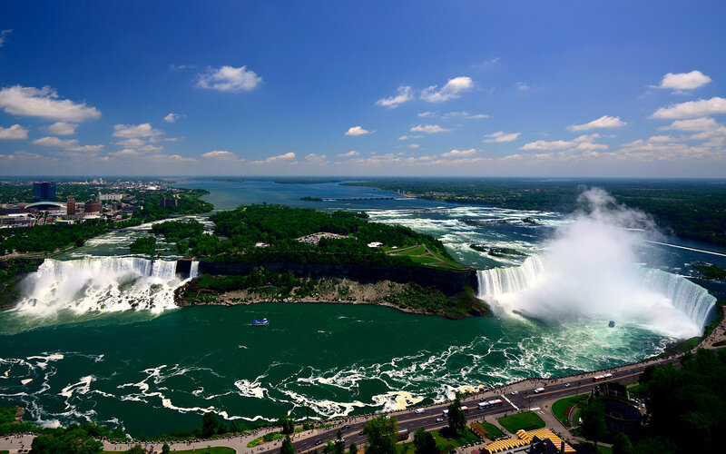 Niagara Falls Waterfall — Blue, Dramatic, Afternoon, Photograph, River, City