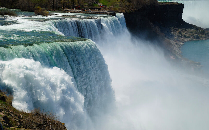 Niagara Falls Waterfall — Blue, Dramatic, Afternoon, Photograph, River, Cliff