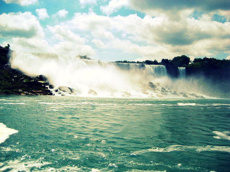 Niagara Falls Waterfall — Blue, Dramatic, Afternoon, Photograph, River, Rocks