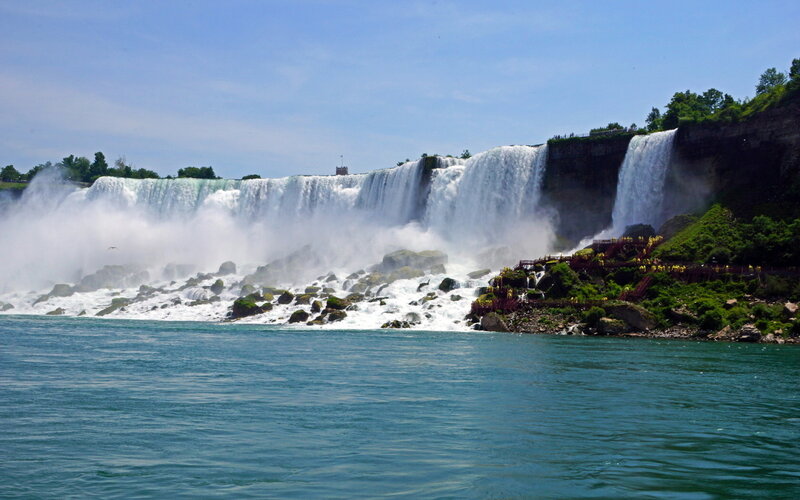 Niagara Falls Waterfall — Blue, Dramatic, Afternoon, Photograph, River, Rocks, Trees