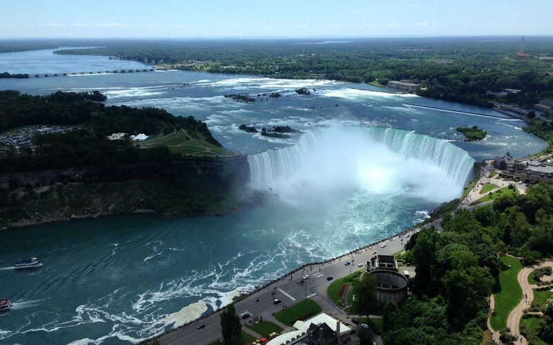 Niagara Falls Waterfall — Blue, Dramatic, Afternoon, Photograph, River, Tourist Boats