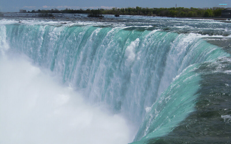 Niagara Falls Waterfall — Blue, Dramatic, Afternoon, Photograph, River, Trees, Sky