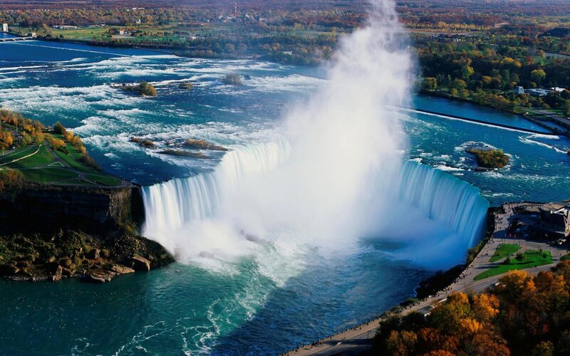 Niagara Falls Waterfall — Blue, Dramatic, Autumn, Photograph, River