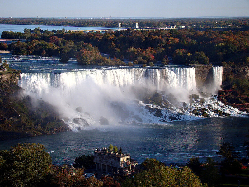 Niagara Falls Waterfall — Blue, Dramatic, Autumn, Photograph, River, Trees