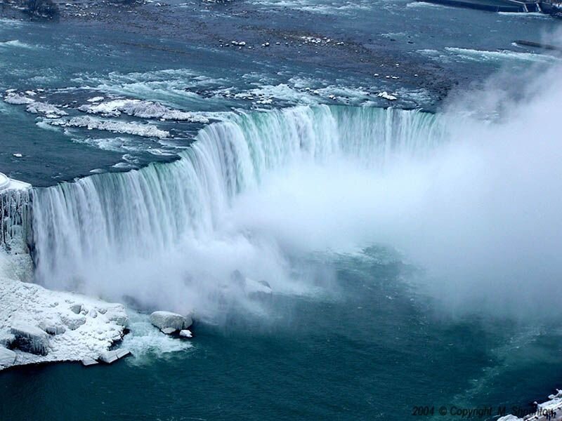 Niagara Falls Waterfall — Blue, Dramatic, Winter, Photograph, Ice
