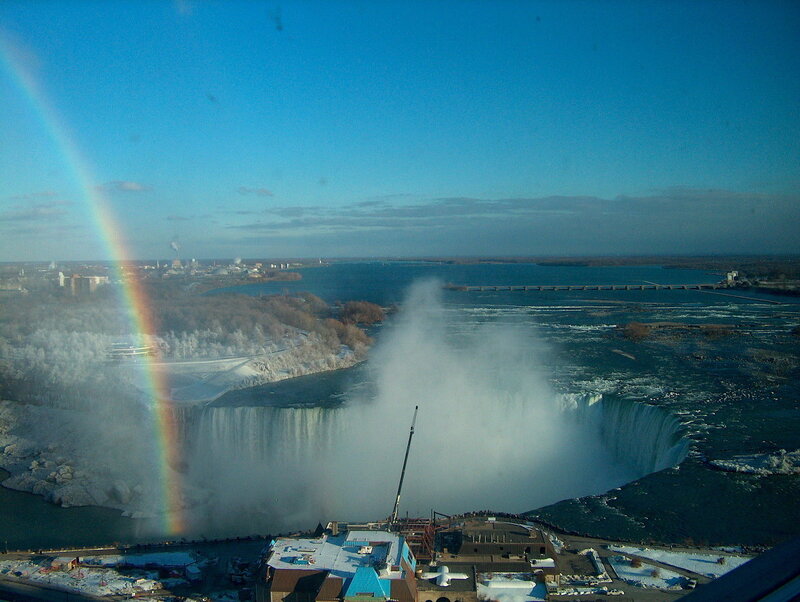 Niagara Falls Waterfall — Blue, Dramatic, Winter, Photograph, Rainbow