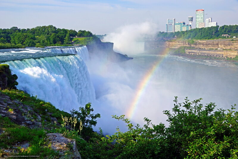 Niagara Falls Waterfall — Green, Dramatic, Afternoon, Photograph, Rainbow
