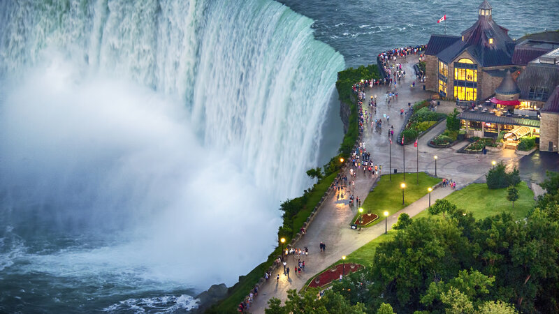 Niagara Falls Waterfall — Green, Dramatic, Night