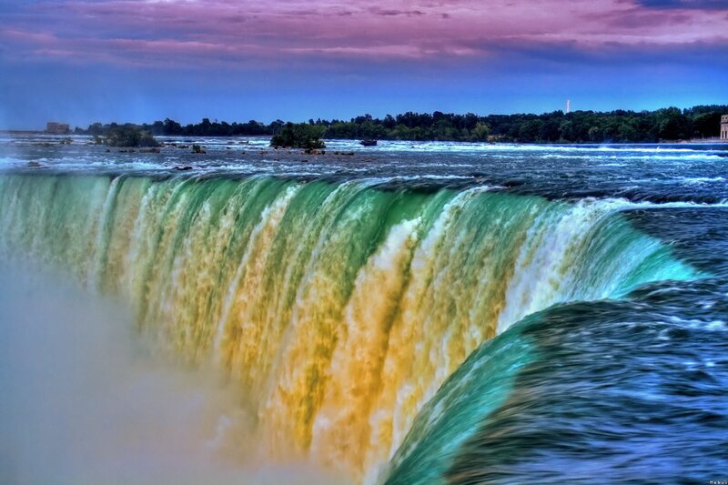 Niagara Falls Waterfall — Green, Dramatic, Sunset, Photograph