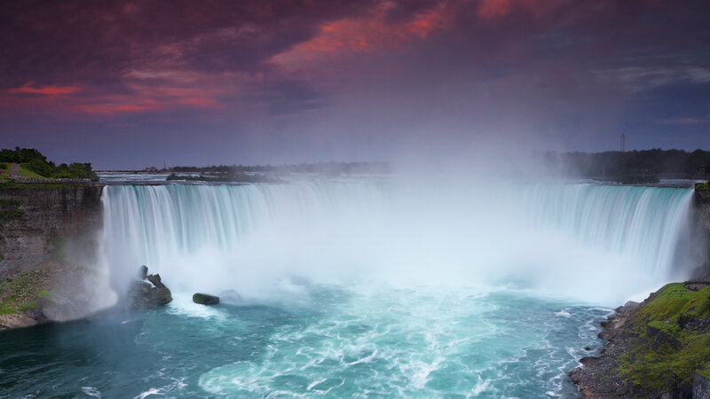 Niagara Falls Waterfall — Purple, Dramatic, Sunset