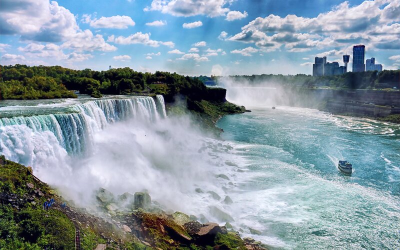 Niagara Falls with city skyline