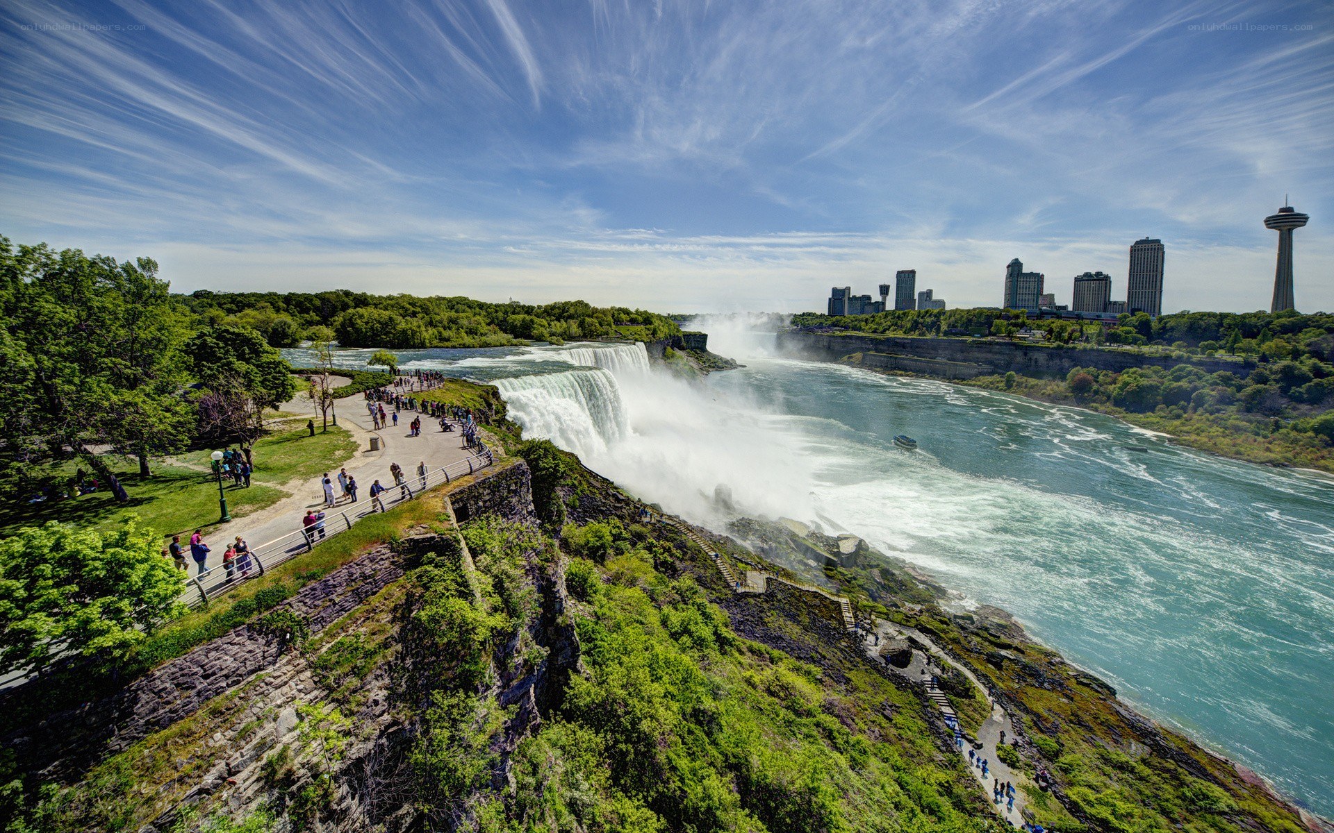 Niagara Falls with city skyline