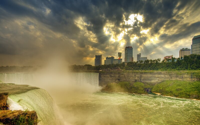 Niagara Falls with city skyline