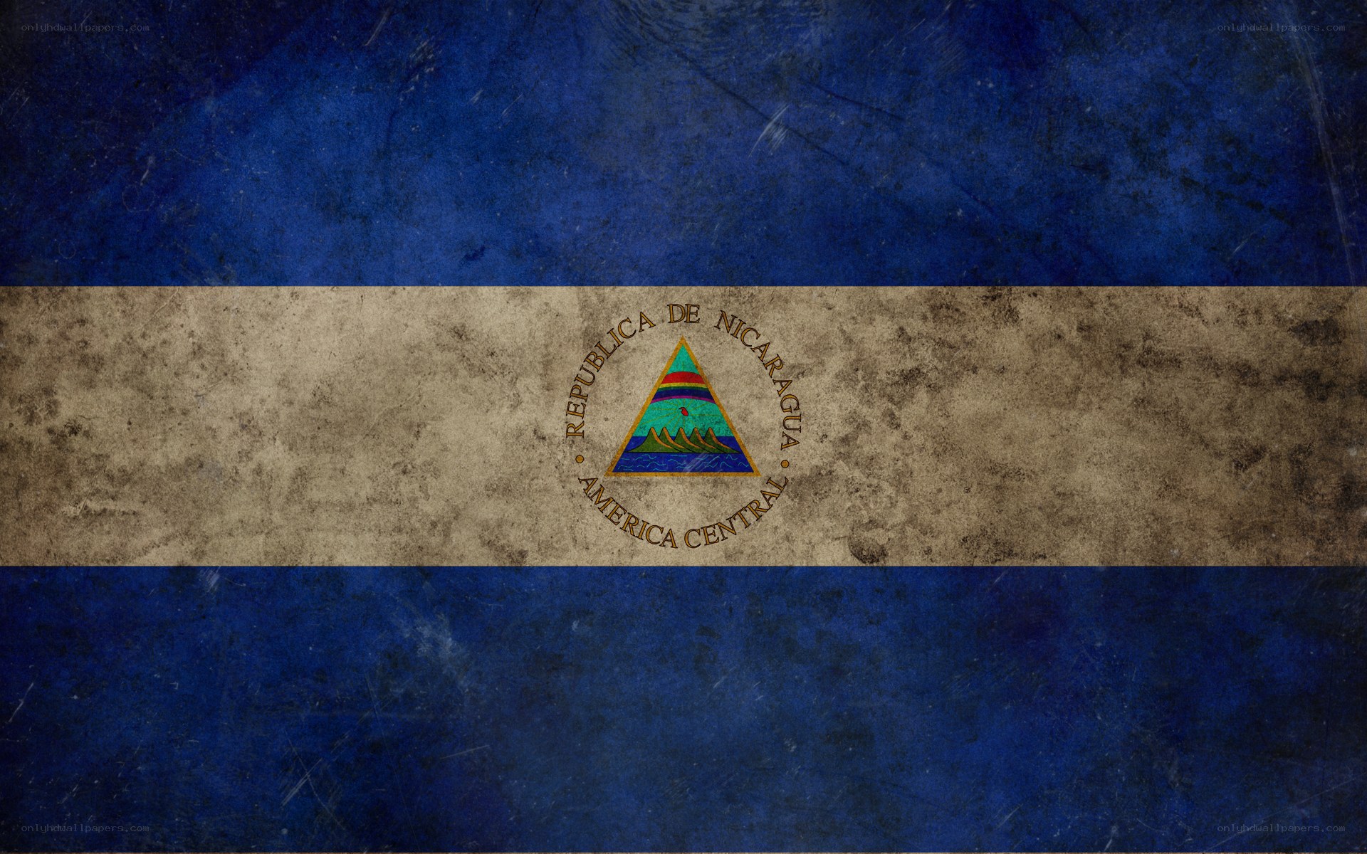 Nicaragua flag with distressed texture