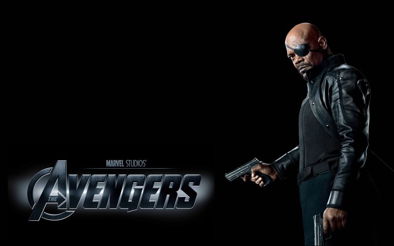 Nick Fury Holding Gun — Black, Dramatic