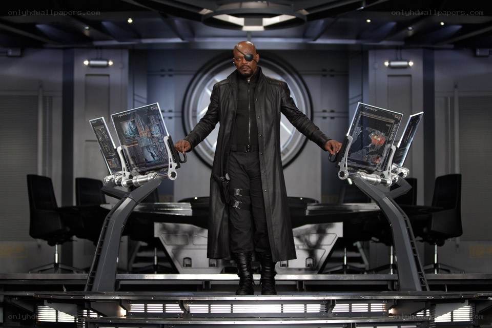 Nick Fury in a command center