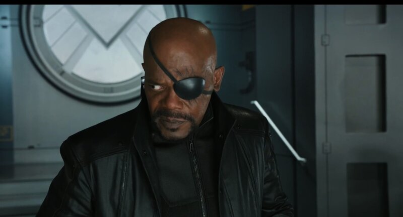 Nick Fury in a high-tech room