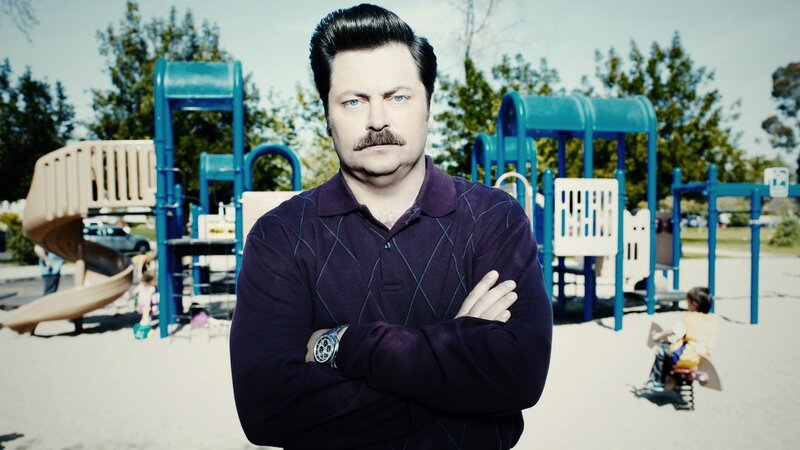 Nick Offerman in playground