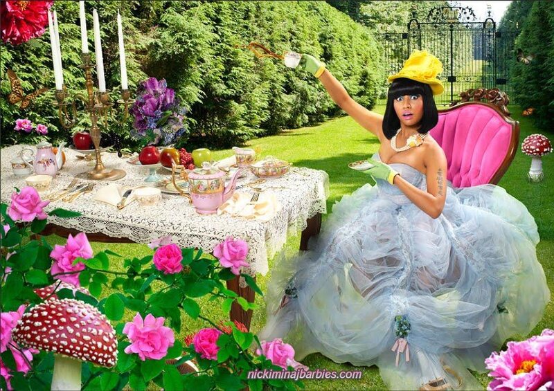 Nicki Minaj at a garden tea party