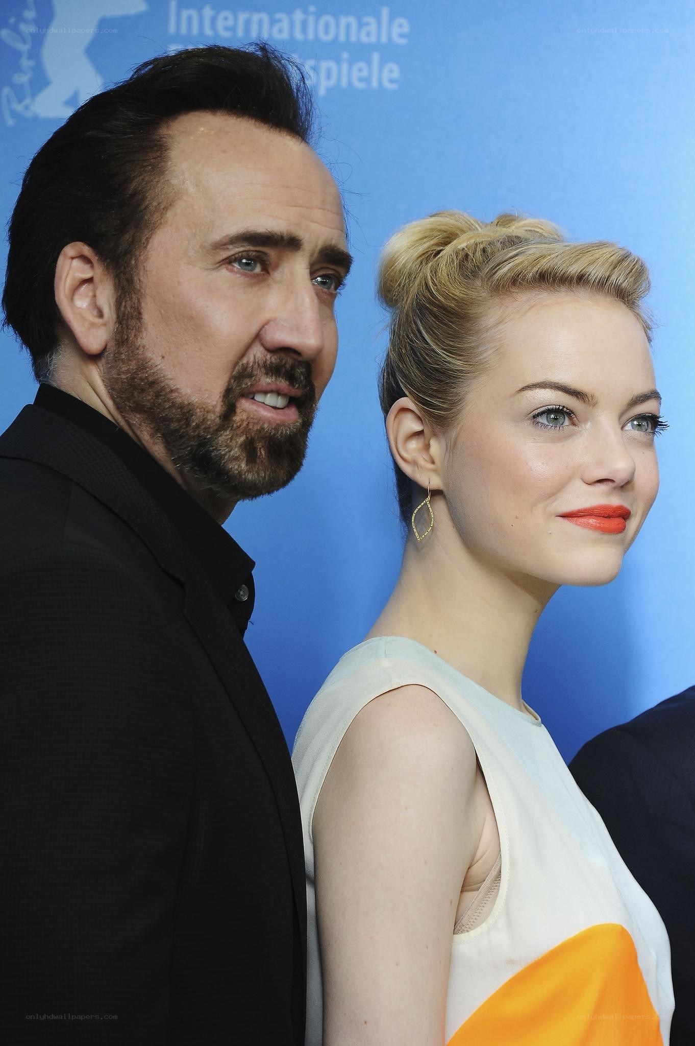 Nicolas Cage and Emma Stone at event