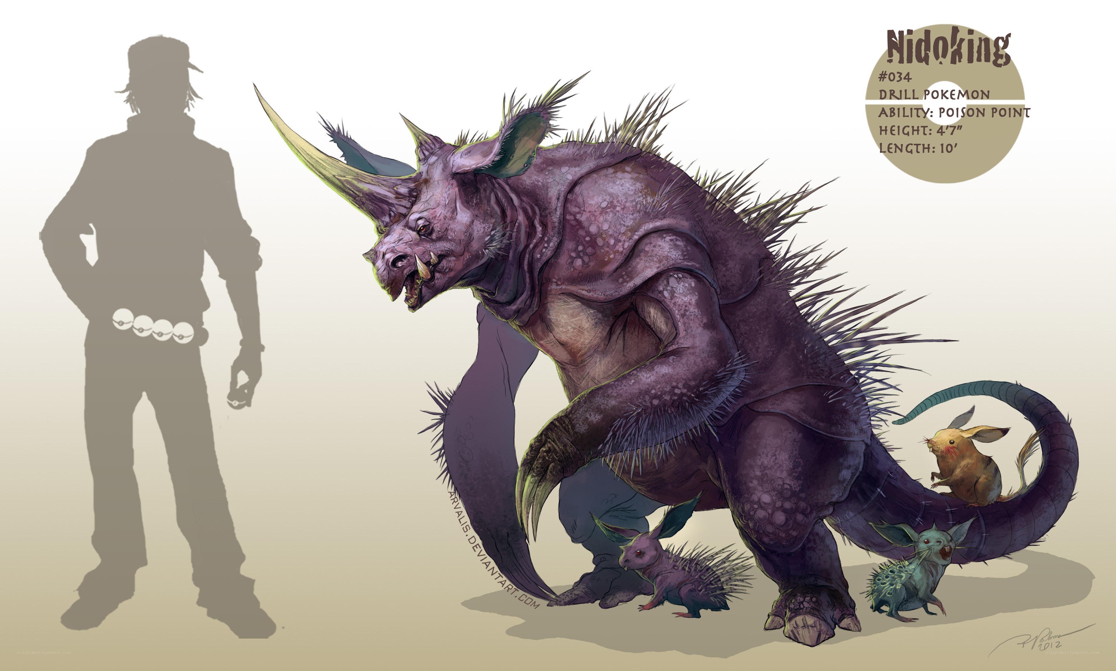 Nidoking concept art with trainer