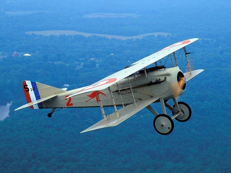 Nieuport biplane in flight