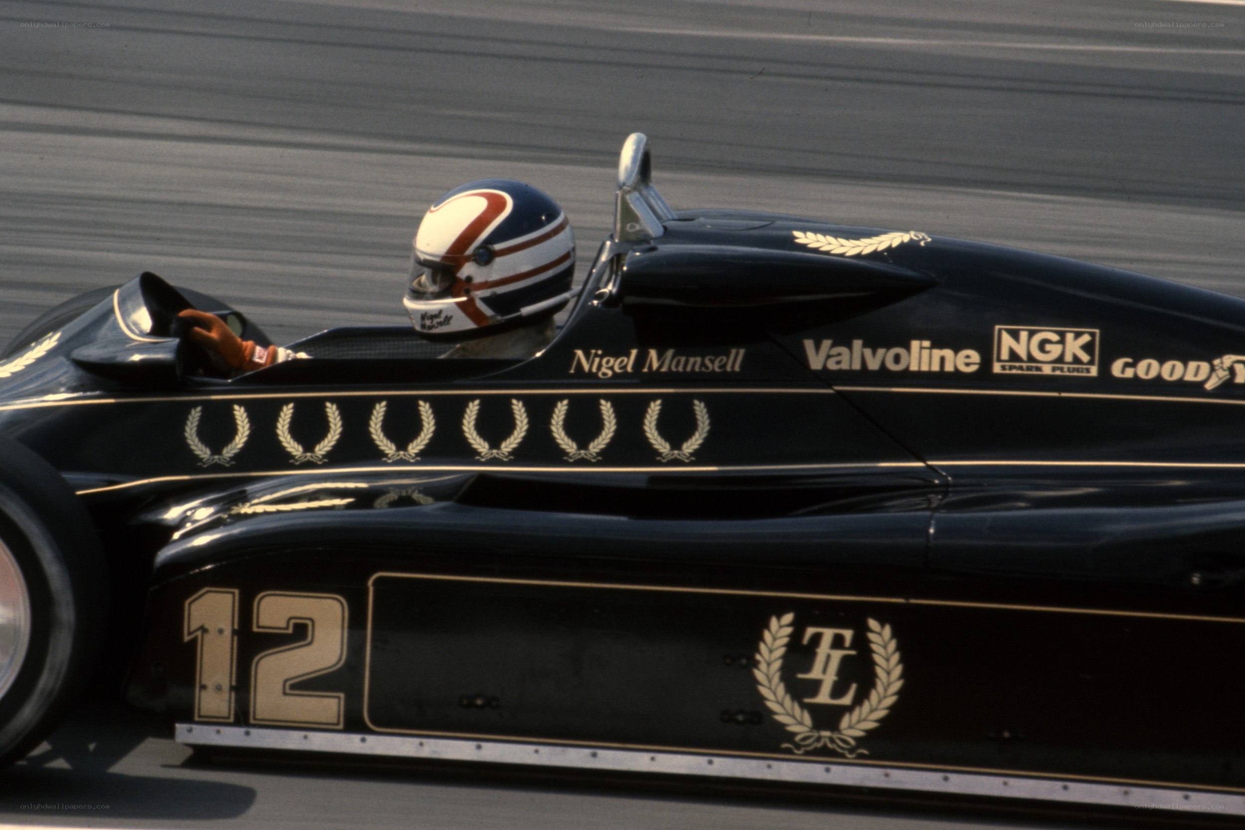 Nigel Mansell in a race car