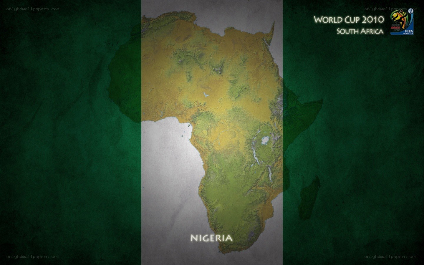 Nigeria map on flag background
