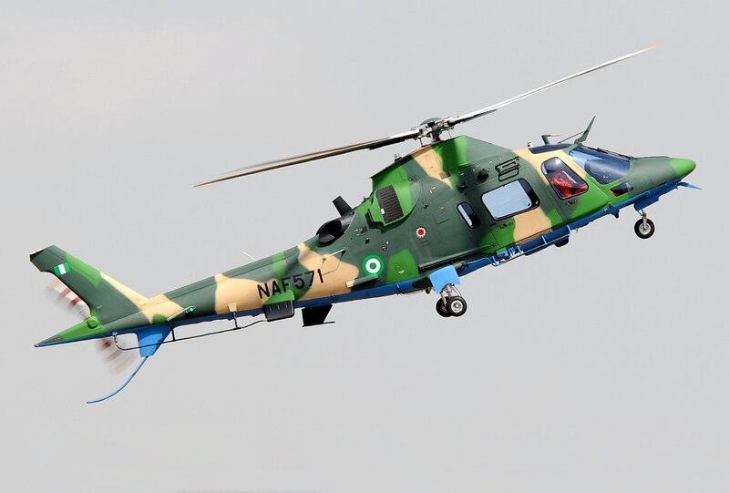 Nigerian military helicopter in flight