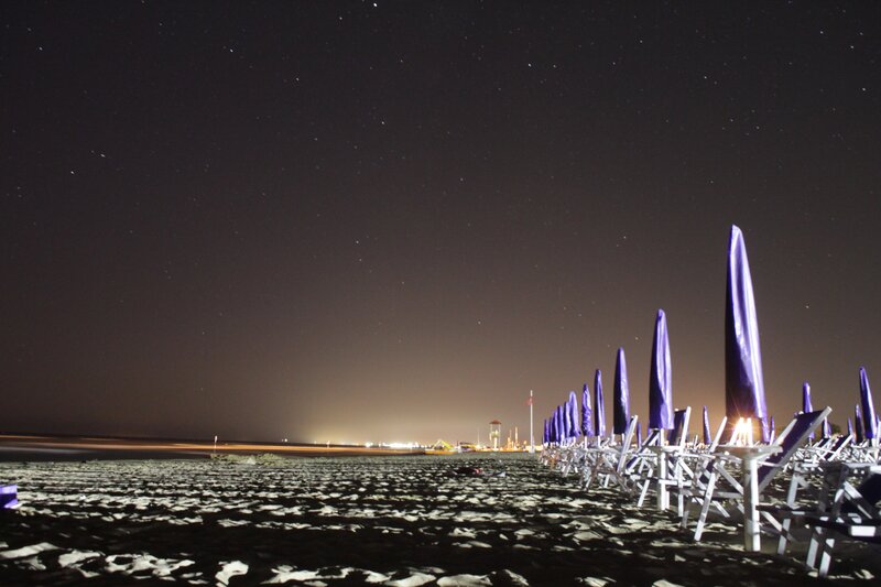 Night at the beach with starry sky