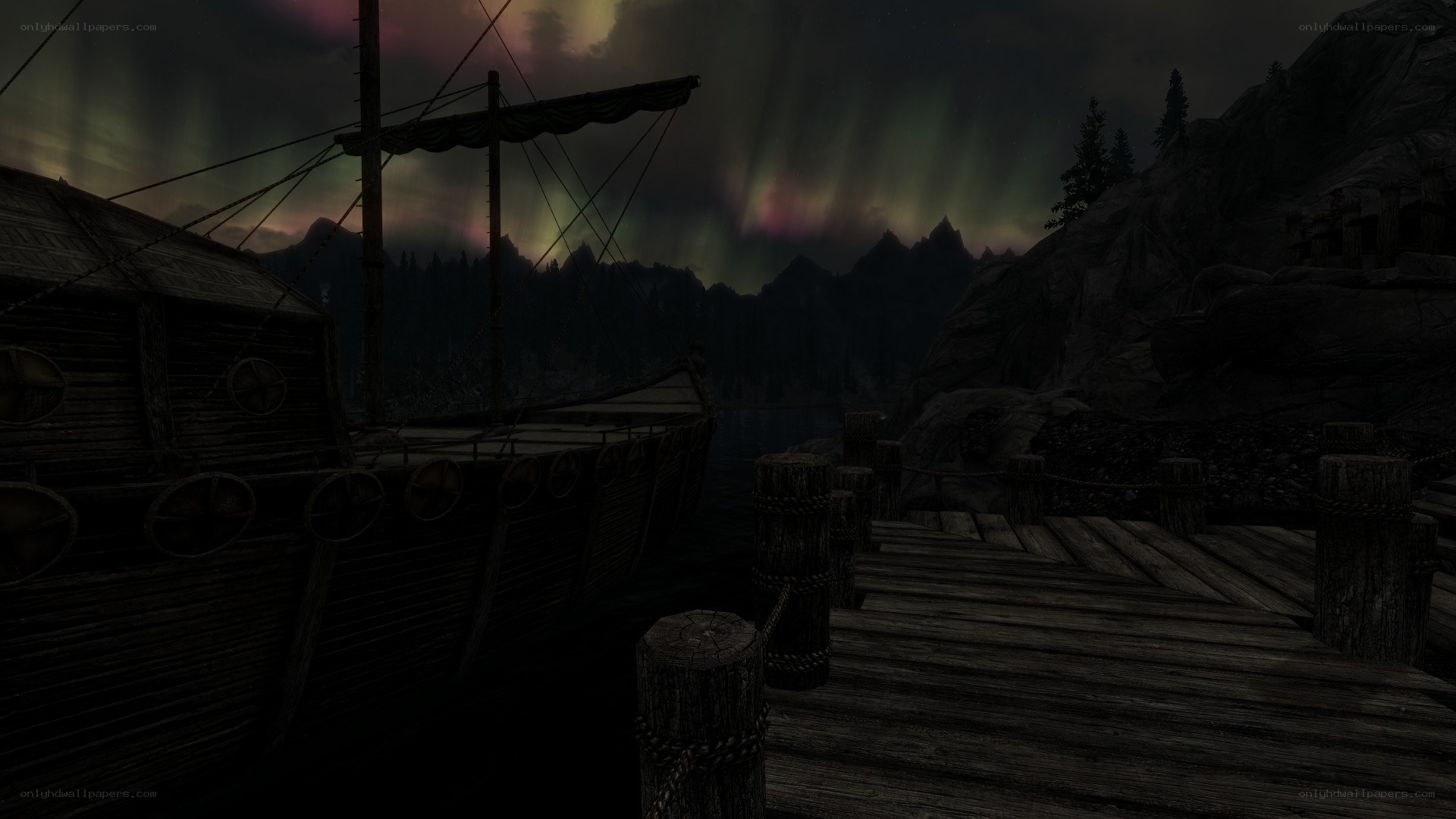 night at the dock with aurora