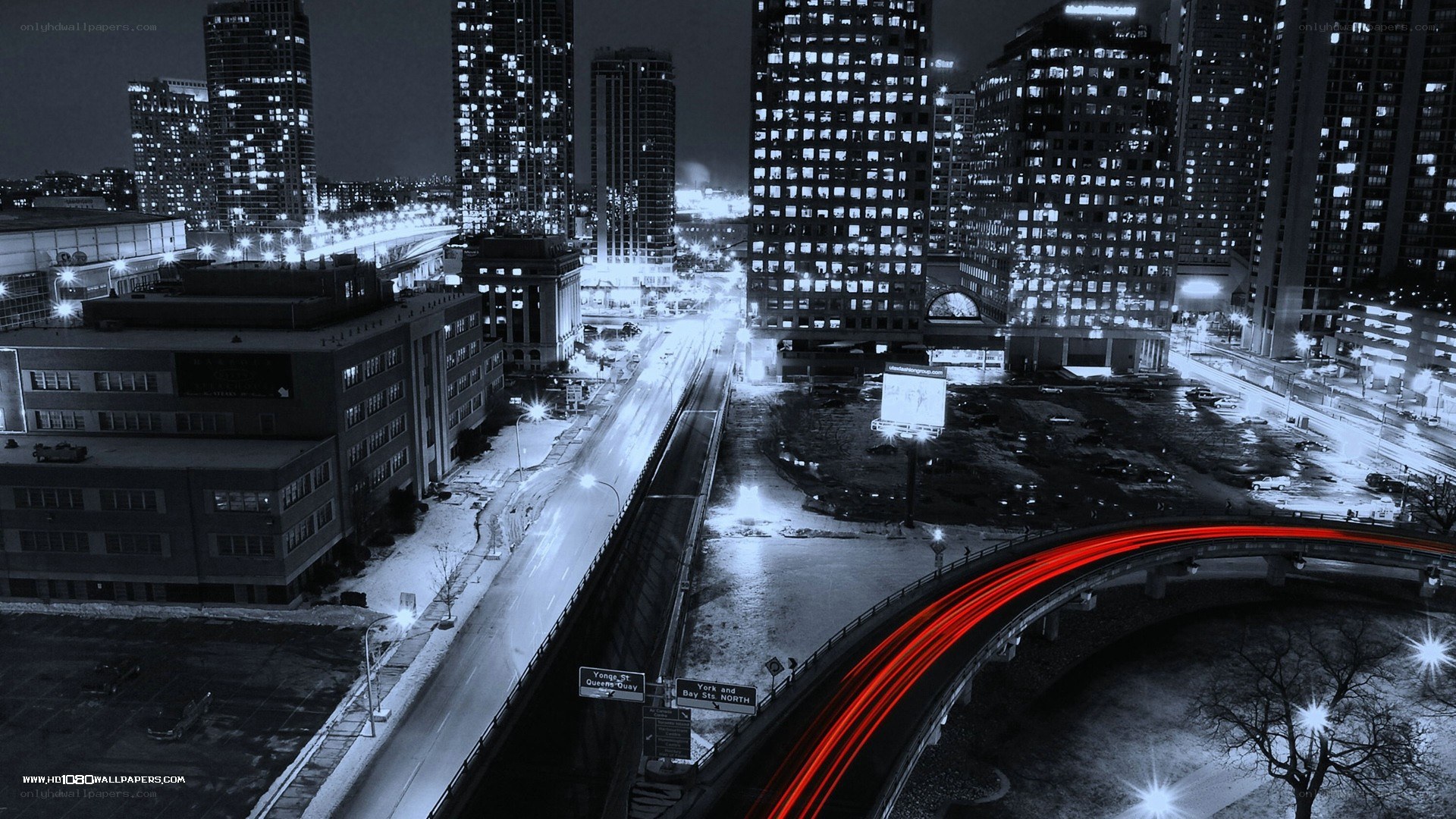 night city lights and traffic