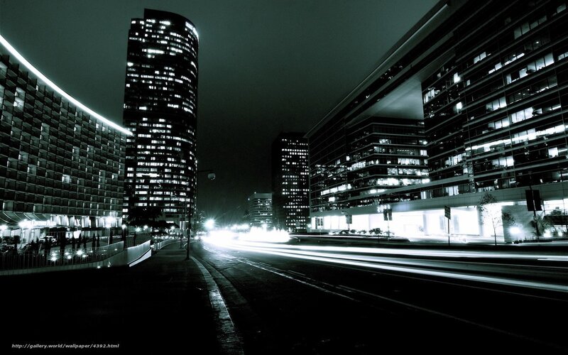 Night city lights and traffic
