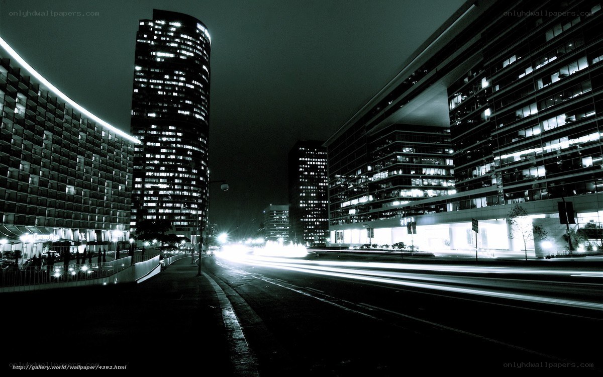 Night city lights and traffic