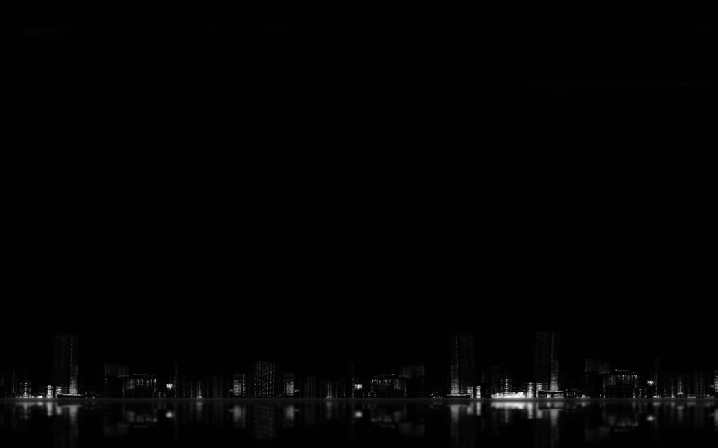 night city skyline reflection