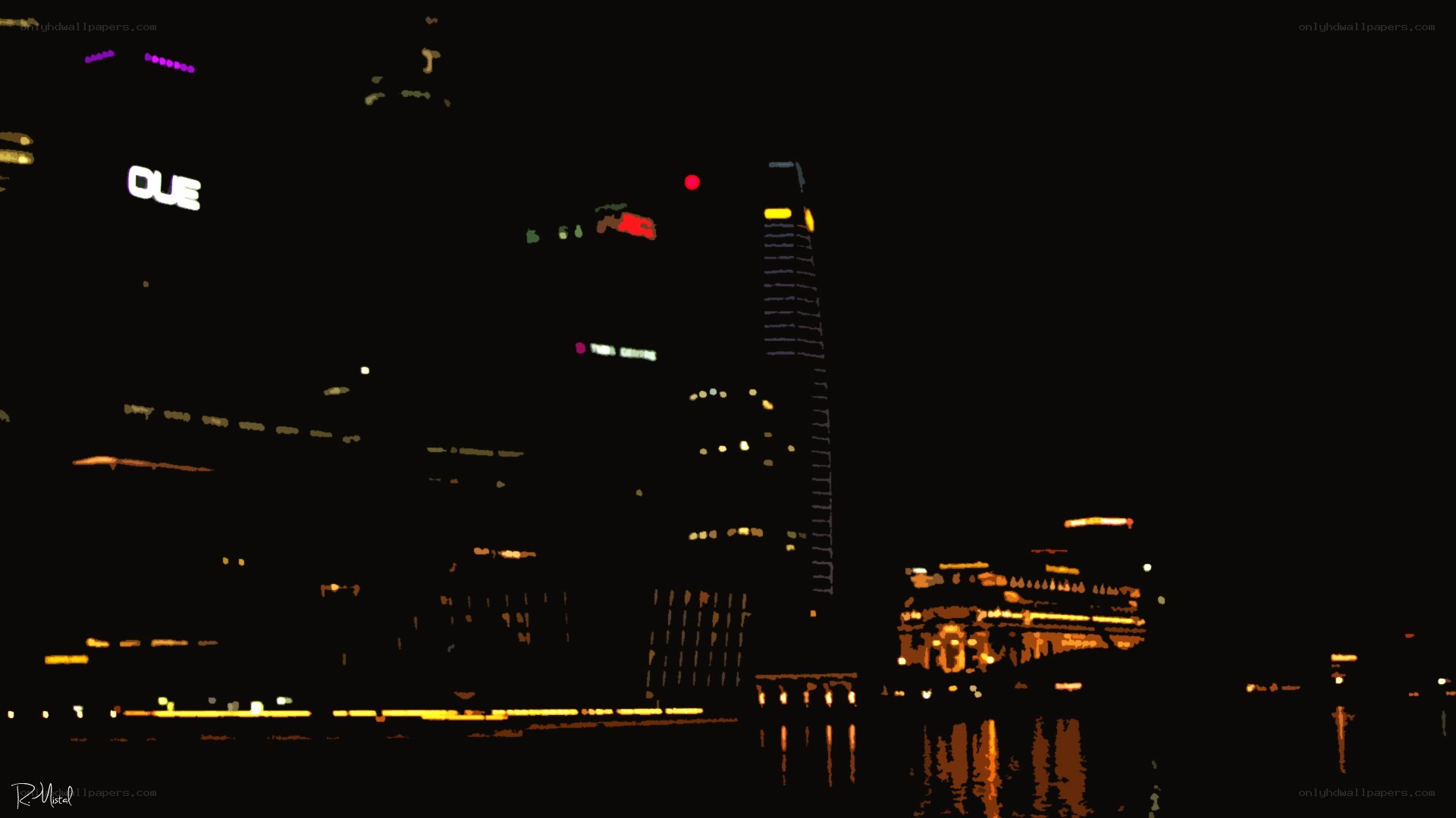 night city skyline with lights