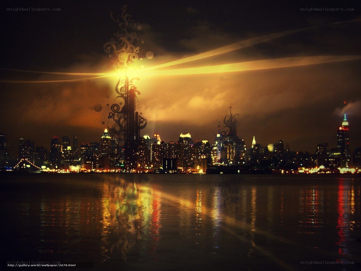 night city skyline with lights
