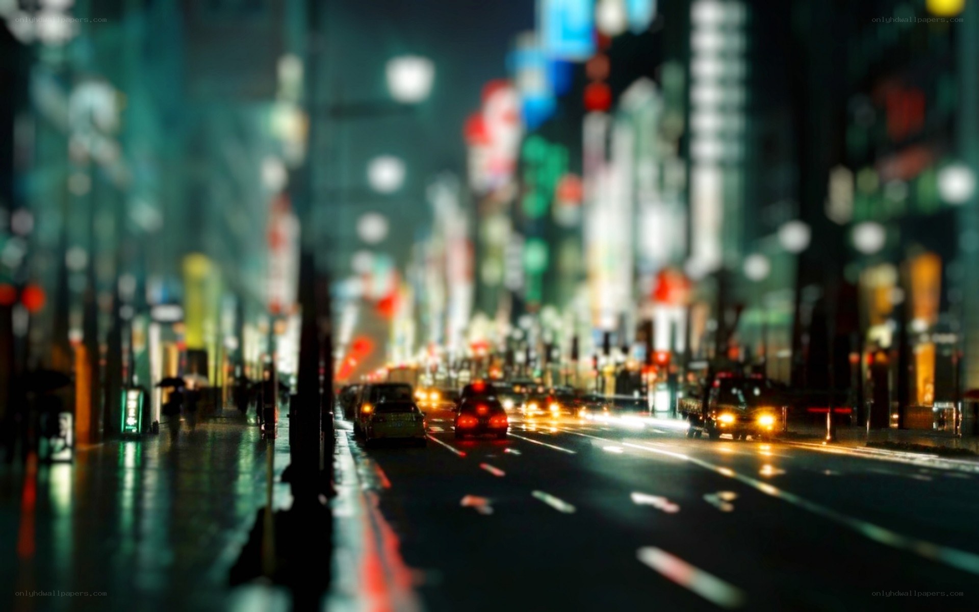 night city street with lights
