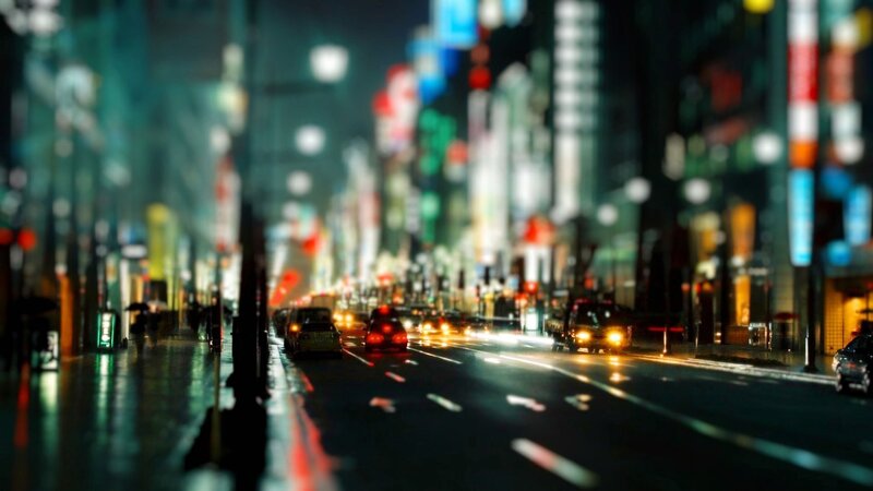 night city street with lights