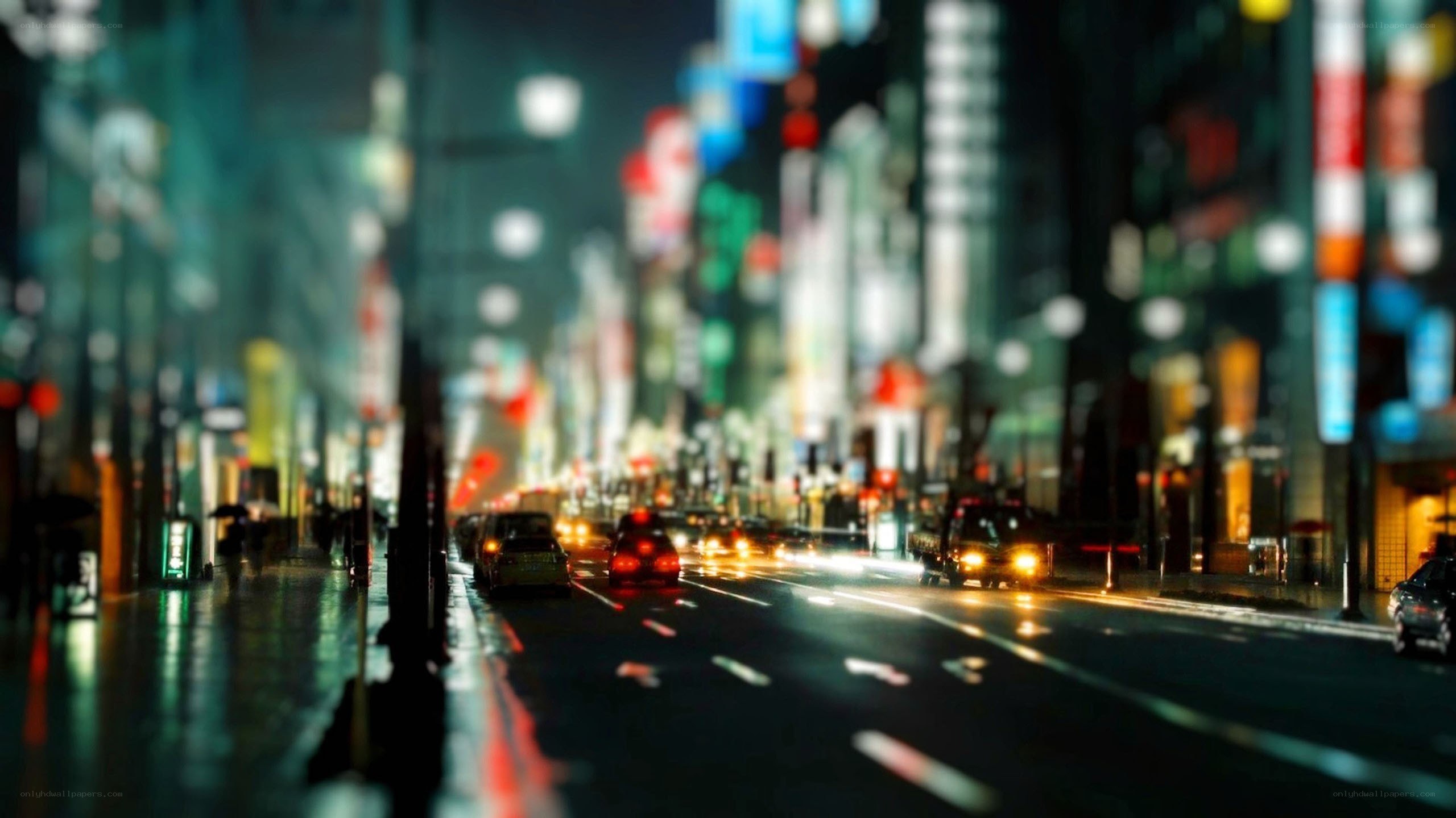 night city street with lights