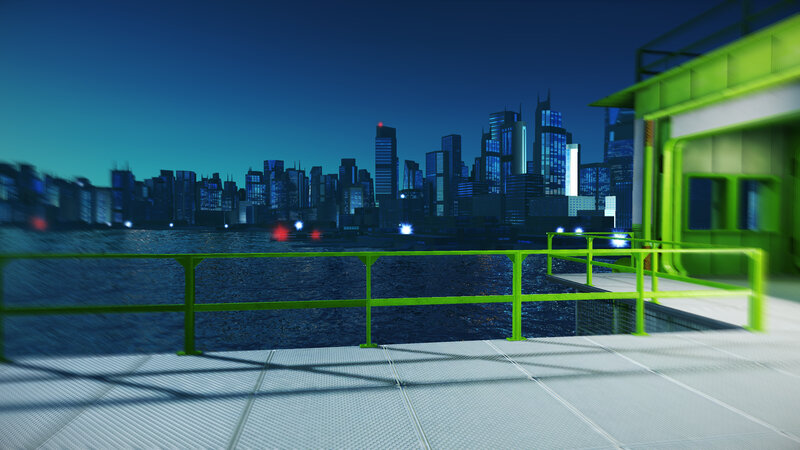 Night city view from dock