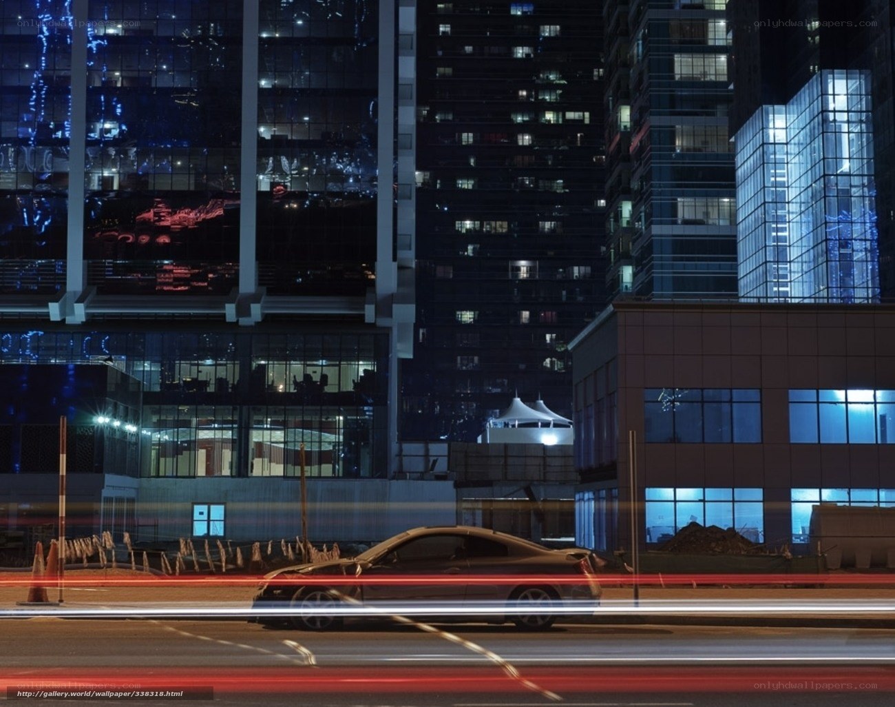 Night city with car lights