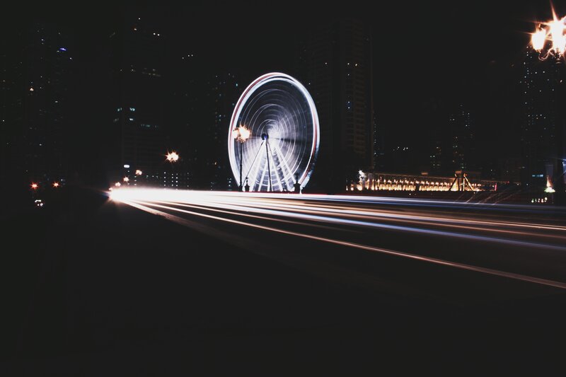 Night city with Ferris wheel