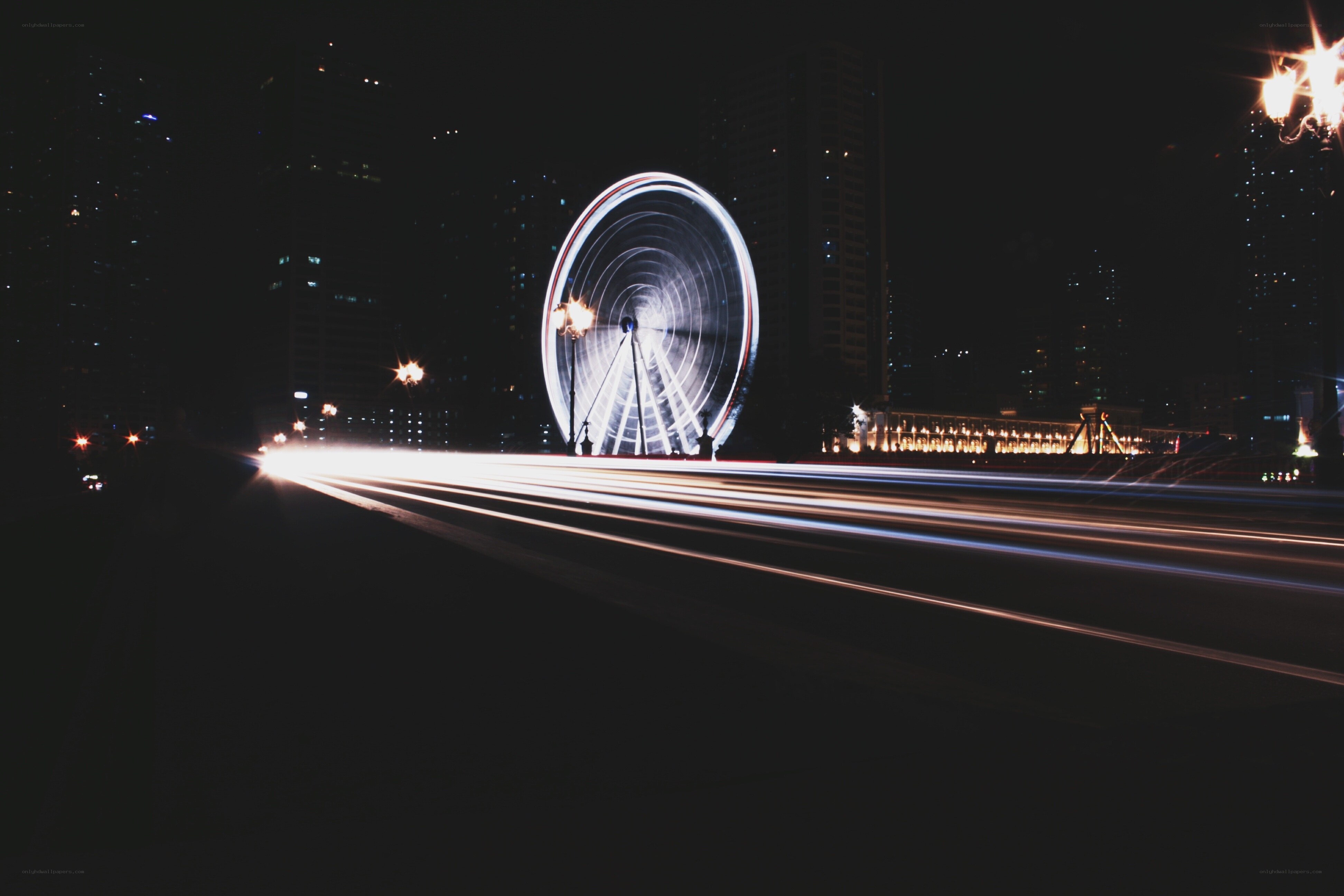 Night city with Ferris wheel