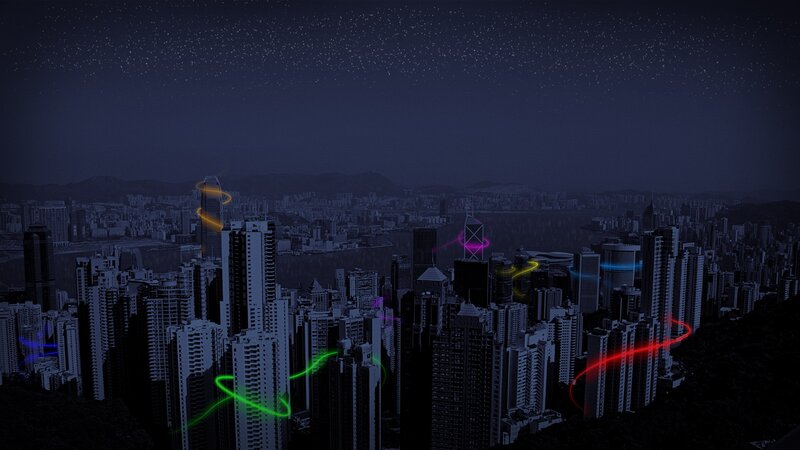 night city with glowing lines