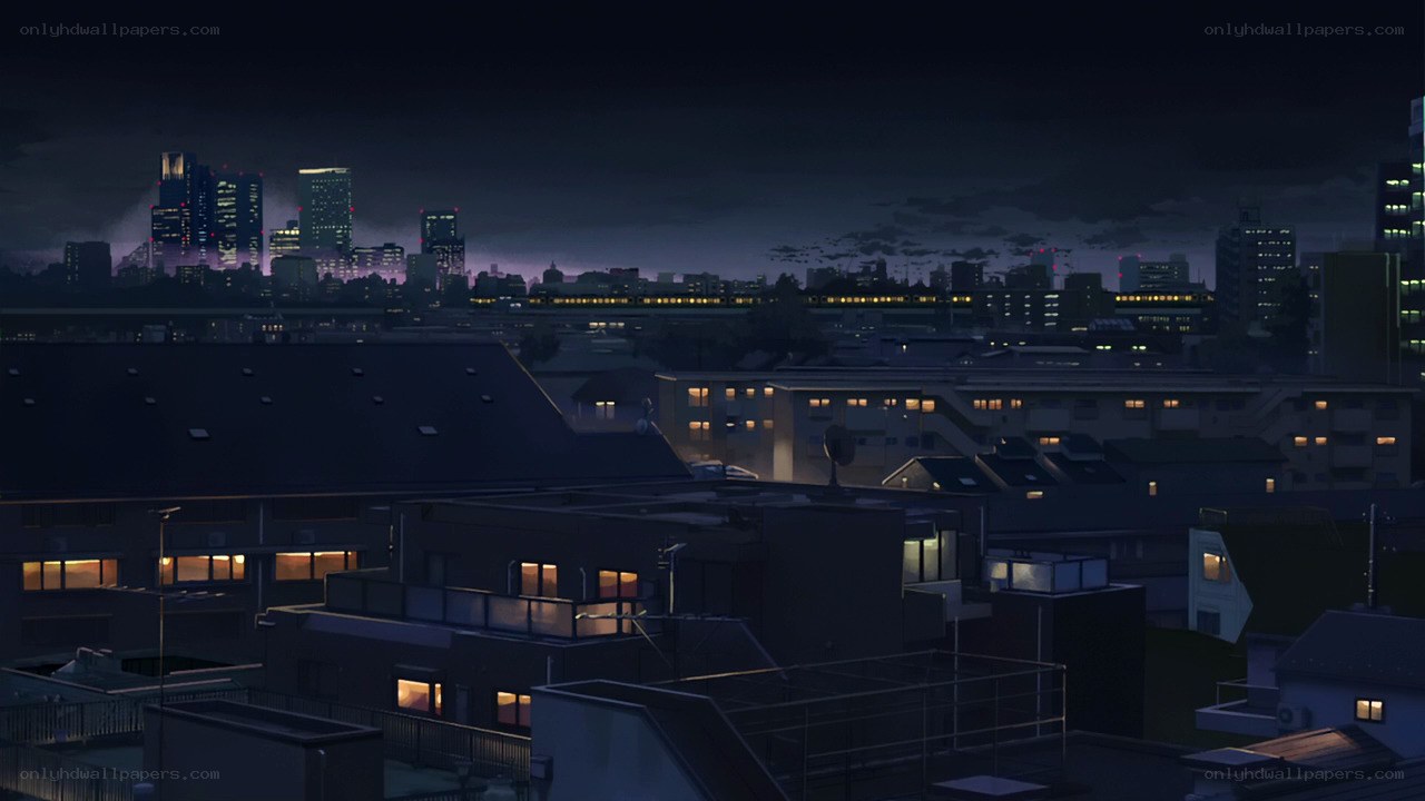 night cityscape anime scene