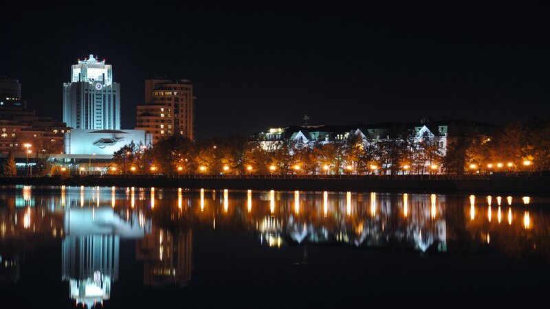 night cityscape by the river