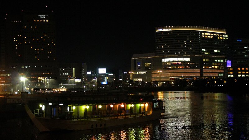 night cruise on a river in japan