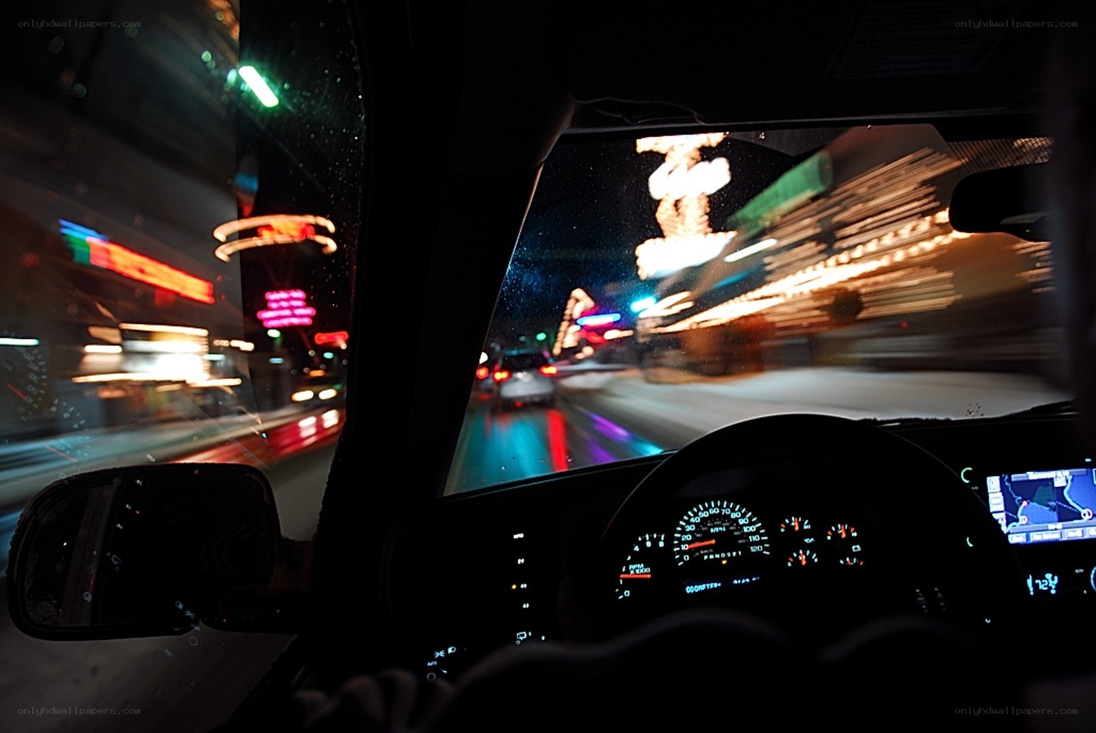 Night drive in a city